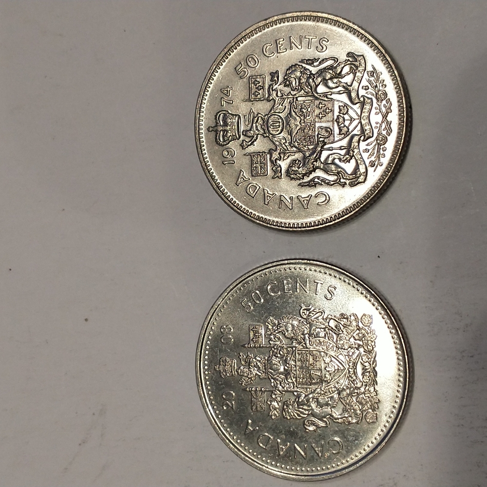 Pair of Canadian half dollars